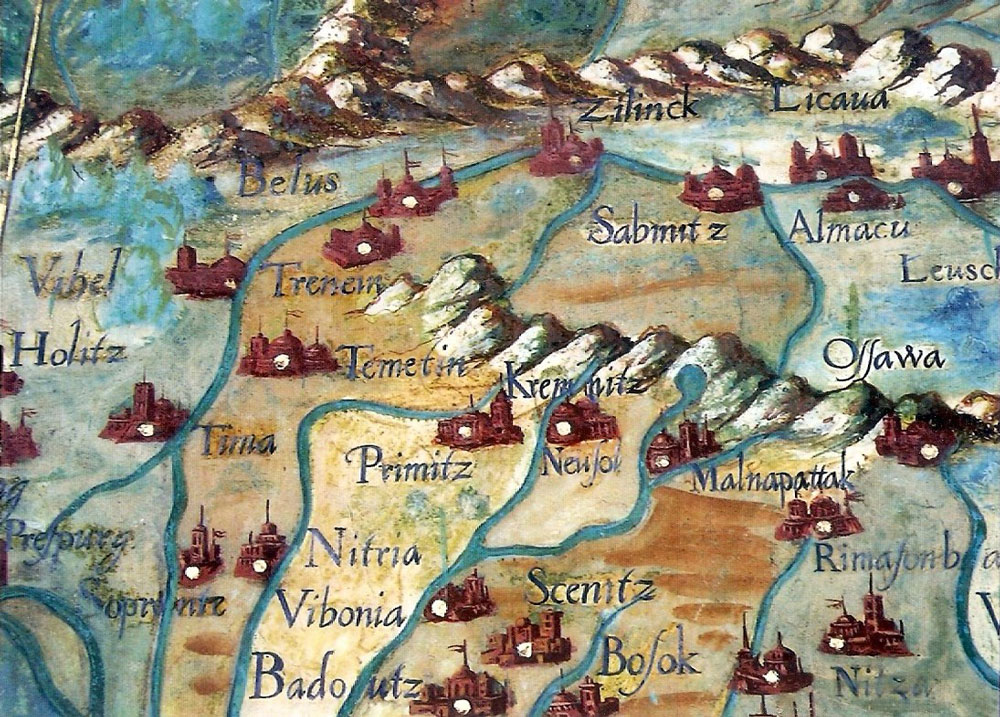Mapa z r. 1882, kde sa nachádza farnosť Beluša